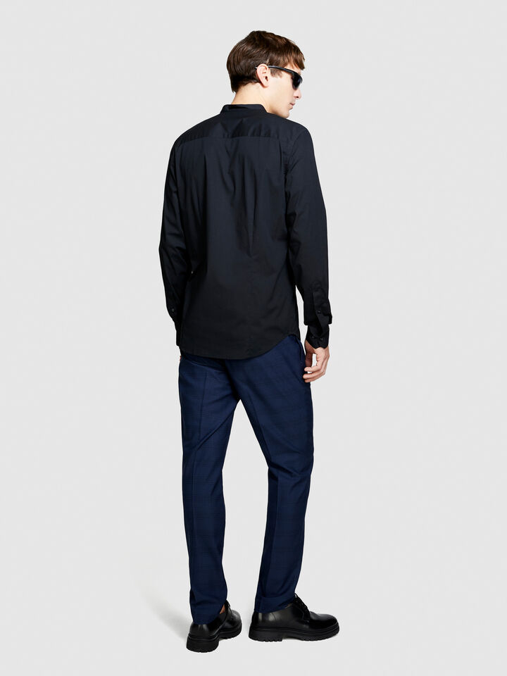 Mandarin collar shirt - men's slim fit shirts - Black | Sisley image number 3